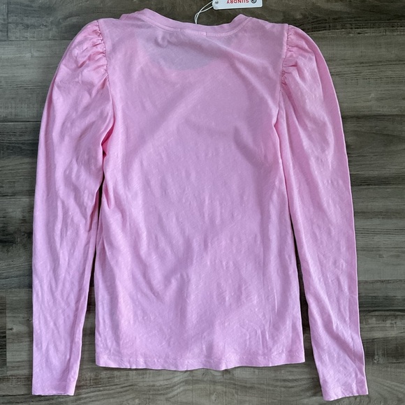 Sundry Light Pink Puff Shoulder Long Sleeve Tee Size 1 (S) - Picture 5 of 5